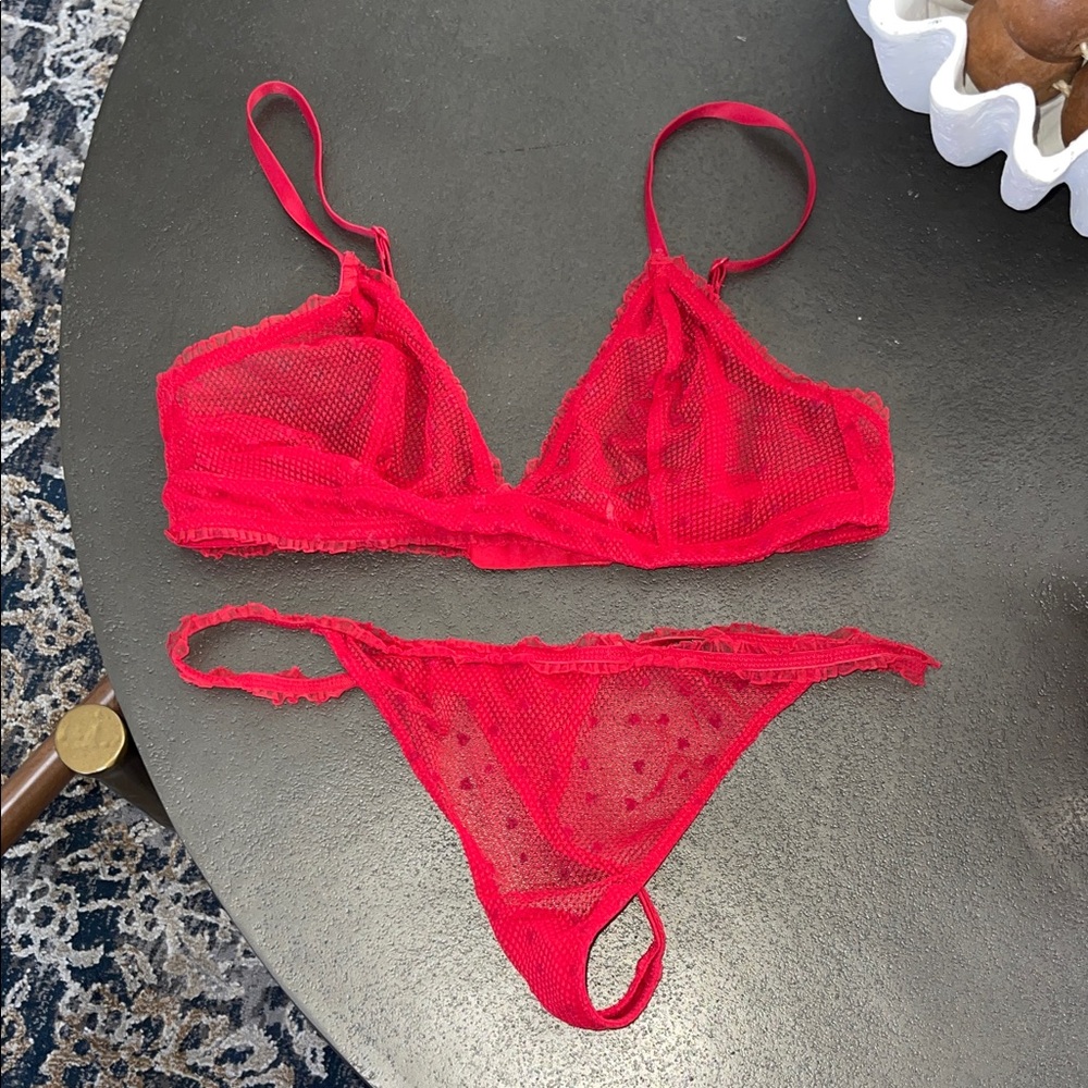 Red Lace Bralette and Panty Set